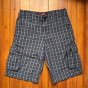 Arizona plaid cargo shorts with adjustable waist